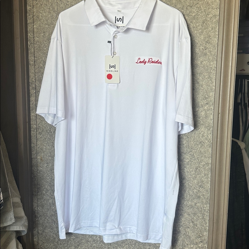 🔥 NWT unisex polo white TTU Lady Raider shirt size XL